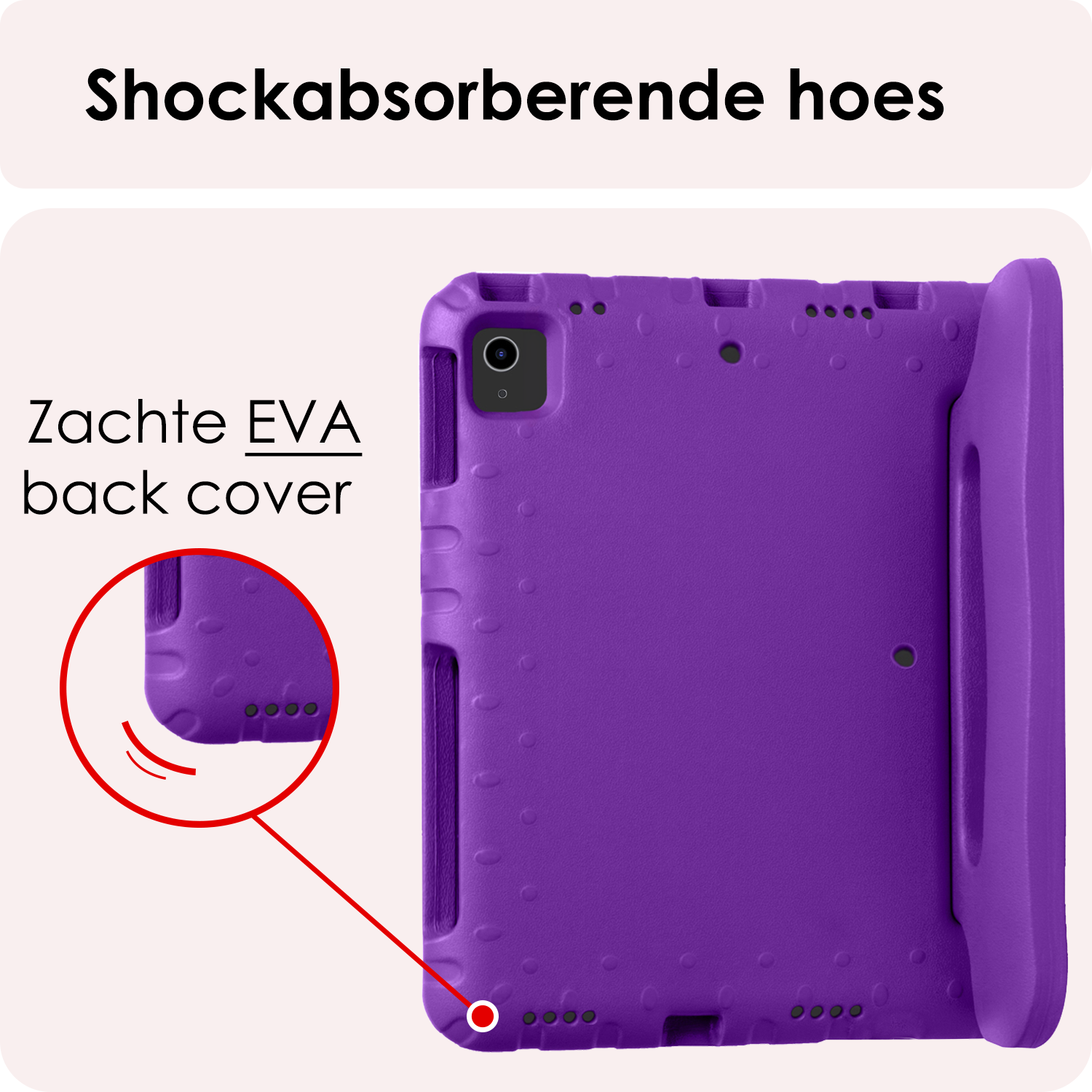NoXx Hoesje Geschikt voor iPad Air 6 (11 inch) Hoesje Kinderhoes Shockproof Hoes Kids Case Met 2x Screenprotector - Paars