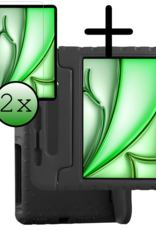 BASEY. Hoesje Geschikt voor iPad Air 6 (11 inch) Hoesje Kinder Hoes Shockproof Kinderhoes Met 2x Screenprotector - Kindvriendelijk Hoesje Geschikt voor iPad Air 2024 (11 inch) Hoes Kids Case - Zwart