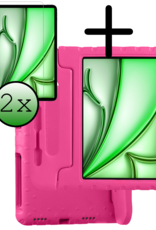 BASEY. Hoesje Geschikt voor iPad Air 6 (11 inch) Hoesje Kinder Hoes Shockproof Kinderhoes Met 2x Screenprotector - Kindvriendelijk Hoesje Geschikt voor iPad Air 2024 (11 inch) Hoes Kids Case - Roze