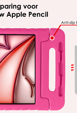 NoXx Hoesje Geschikt voor iPad Air 6 (11 inch) Hoesje Kinderhoes Shockproof Hoes Kids Case Met 2x Screenprotector - Roze