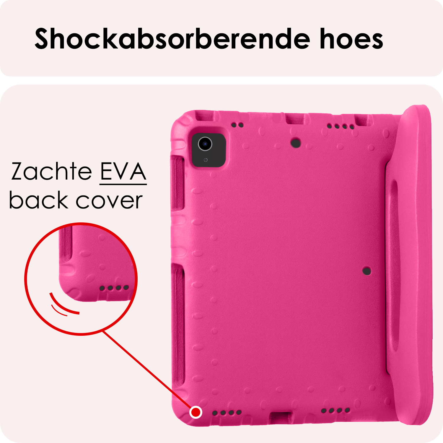 NoXx Hoesje Geschikt voor iPad Air 6 (11 inch) Hoesje Kinderhoes Shockproof Hoes Kids Case Met 2x Screenprotector - Roze