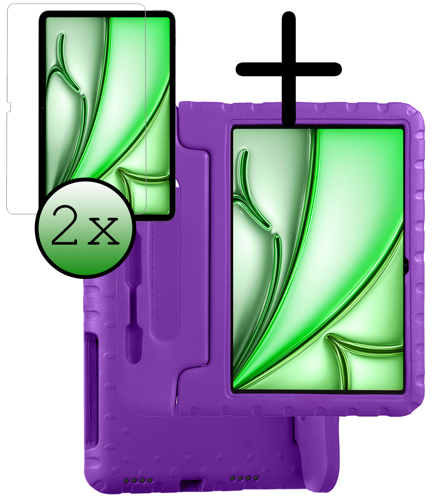 BASEY. Hoesje Geschikt voor iPad Air 6 (11 inch) Hoesje Kinder Hoes Shockproof Kinderhoes Met 2x Screenprotector - Kindvriendelijk Hoesje Geschikt voor iPad Air 2024 (11 inch) Hoes Kids Case - Paars