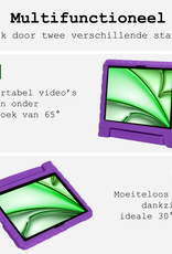 BASEY. Hoesje Geschikt voor iPad Air 6 (11 inch) Hoesje Kinder Hoes Shockproof Kinderhoes Met 2x Screenprotector - Kindvriendelijk Hoesje Geschikt voor iPad Air 2024 (11 inch) Hoes Kids Case - Paars