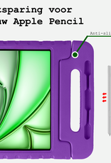 BASEY. Hoesje Geschikt voor iPad Air 6 (11 inch) Hoesje Kinder Hoes Shockproof Kinderhoes Met 2x Screenprotector - Kindvriendelijk Hoesje Geschikt voor iPad Air 2024 (11 inch) Hoes Kids Case - Paars