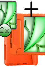 BASEY. Hoesje Geschikt voor iPad Air 6 (11 inch) Hoesje Kinder Hoes Shockproof Kinderhoes Met 2x Screenprotector - Kindvriendelijk Hoesje Geschikt voor iPad Air 2024 (11 inch) Hoes Kids Case - Oranje