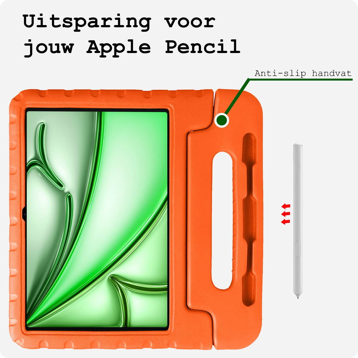 BASEY. Hoesje Geschikt voor iPad Air 6 (11 inch) Hoesje Kinder Hoes Shockproof Kinderhoes Met 2x Screenprotector - Kindvriendelijk Hoesje Geschikt voor iPad Air 2024 (11 inch) Hoes Kids Case - Oranje