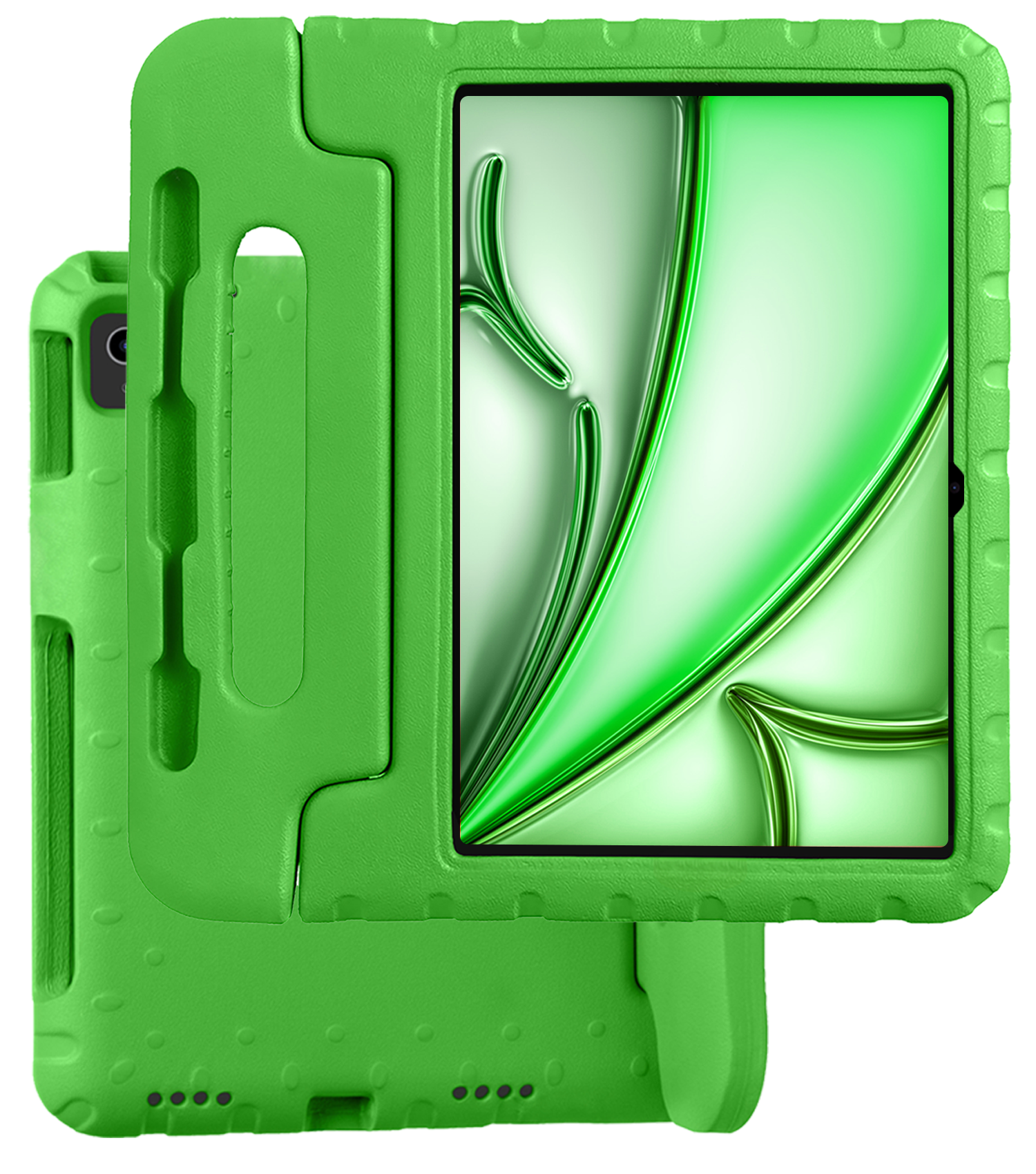 BASEY. Hoesje Geschikt voor iPad Air 6 (11 inch) Hoesje Kinder Hoes Shockproof Kinderhoes - Kindvriendelijk Hoesje Geschikt voor iPad Air 2024 (11 inch) Hoes Kids Case - Groen