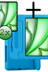 BASEY. Hoesje Geschikt voor iPad Air 6 (11 inch) Hoesje Kinder Hoes Shockproof Kinderhoes Met 2x Screenprotector - Kindvriendelijk Hoesje Geschikt voor iPad Air 2024 (11 inch) Hoes Kids Case - Blauw