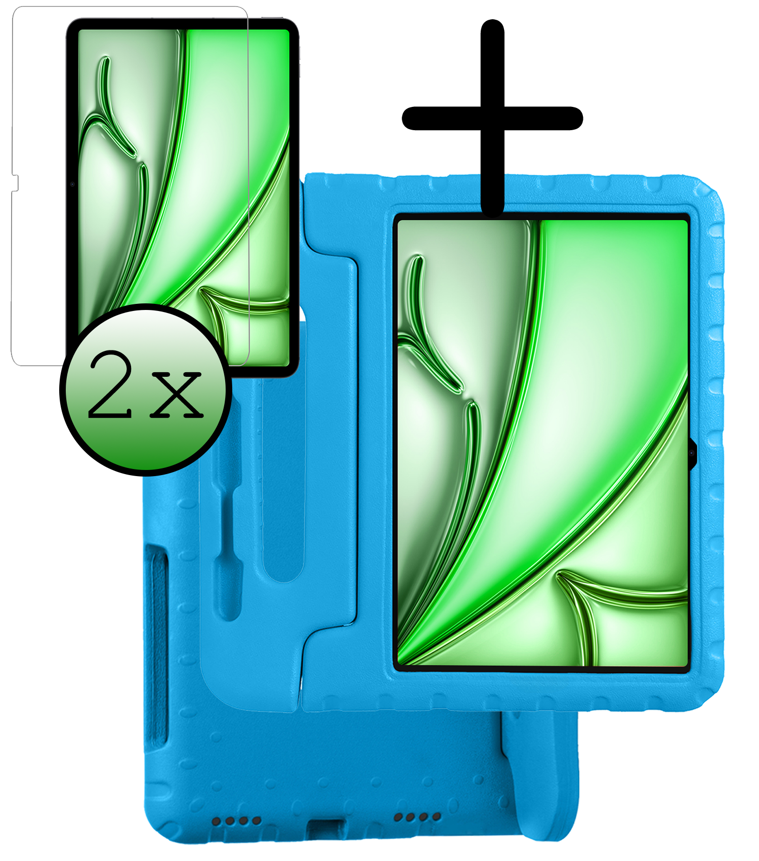 BASEY. Hoesje Geschikt voor iPad Air 6 (11 inch) Hoesje Kinder Hoes Shockproof Kinderhoes Met 2x Screenprotector - Kindvriendelijk Hoesje Geschikt voor iPad Air 2024 (11 inch) Hoes Kids Case - Blauw