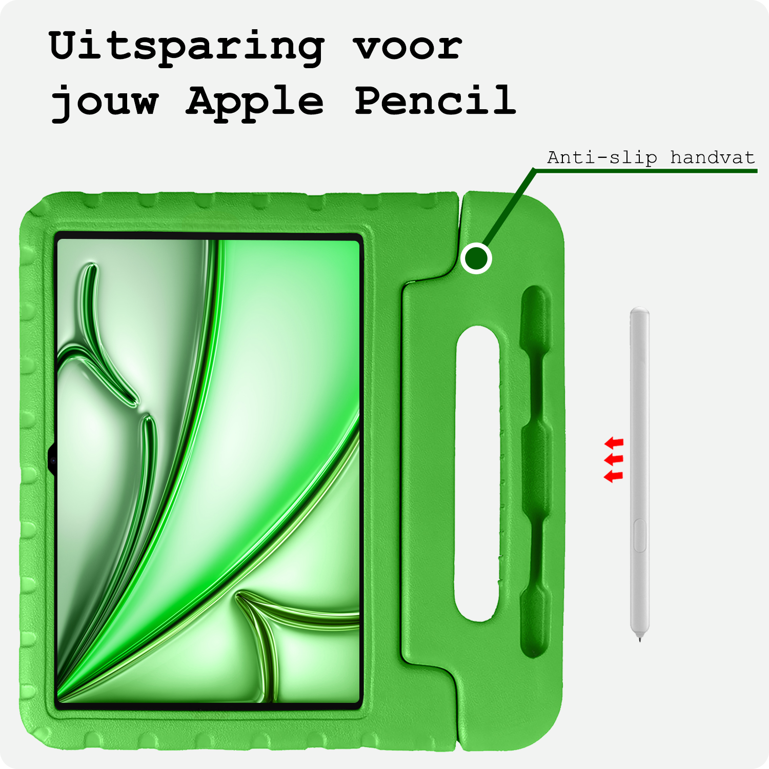 BASEY. Hoesje Geschikt voor iPad Air 6 (11 inch) Hoesje Kinder Hoes Shockproof Kinderhoes - Kindvriendelijk Hoesje Geschikt voor iPad Air 2024 (11 inch) Hoes Kids Case - Groen