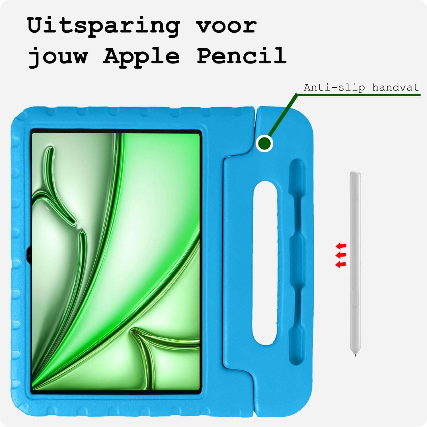 BASEY. Hoesje Geschikt voor iPad Air 6 (11 inch) Hoesje Kinder Hoes Shockproof Kinderhoes Met 2x Screenprotector - Kindvriendelijk Hoesje Geschikt voor iPad Air 2024 (11 inch) Hoes Kids Case - Blauw