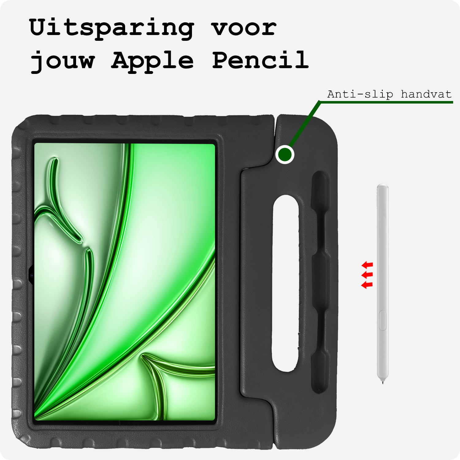 BASEY. Hoesje Geschikt voor iPad Air 6 (11 inch) Hoesje Kinder Hoes Shockproof Kinderhoes Met Screenprotector - Kindvriendelijk Hoesje Geschikt voor iPad Air 2024 (11 inch) Hoes Kids Case - Zwart