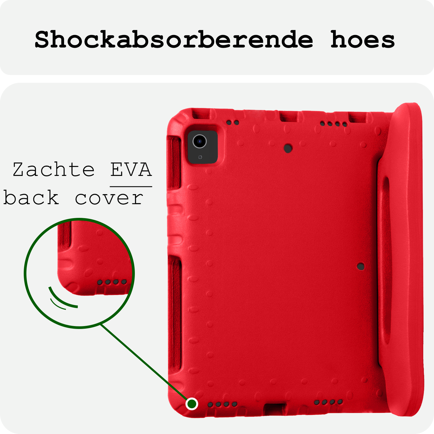 BASEY. Hoesje Geschikt voor iPad Air 6 (11 inch) Hoesje Kinder Hoes Shockproof Kinderhoes - Kindvriendelijk Hoesje Geschikt voor iPad Air 2024 (11 inch) Hoes Kids Case - Rood