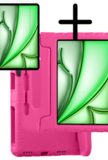 BASEY. Hoesje Geschikt voor iPad Air 6 (11 inch) Hoesje Kinder Hoes Shockproof Kinderhoes Met Screenprotector - Kindvriendelijk Hoesje Geschikt voor iPad Air 2024 (11 inch) Hoes Kids Case - Roze