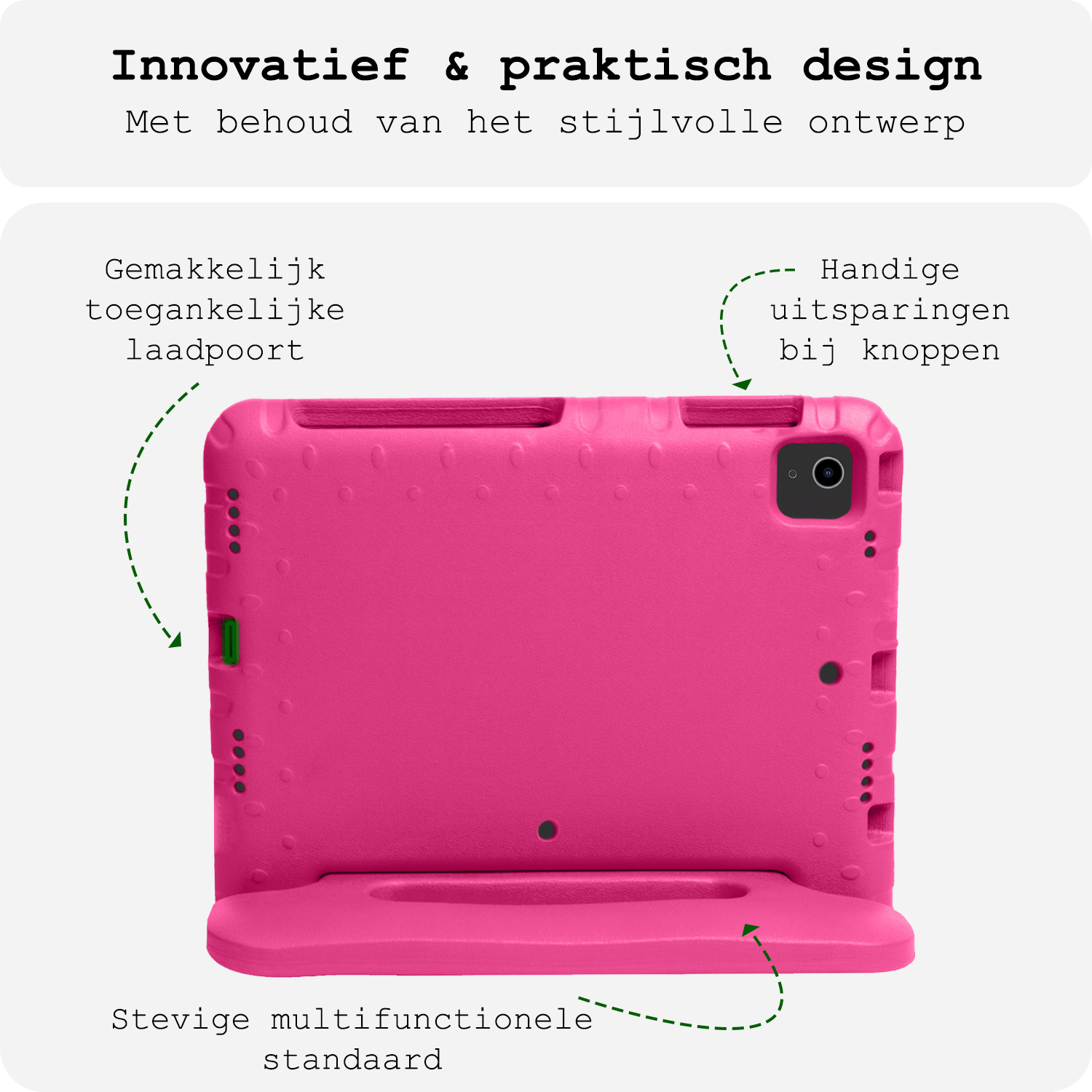 BASEY. Hoesje Geschikt voor iPad Air 6 (11 inch) Hoesje Kinder Hoes Shockproof Kinderhoes Met Screenprotector - Kindvriendelijk Hoesje Geschikt voor iPad Air 2024 (11 inch) Hoes Kids Case - Roze