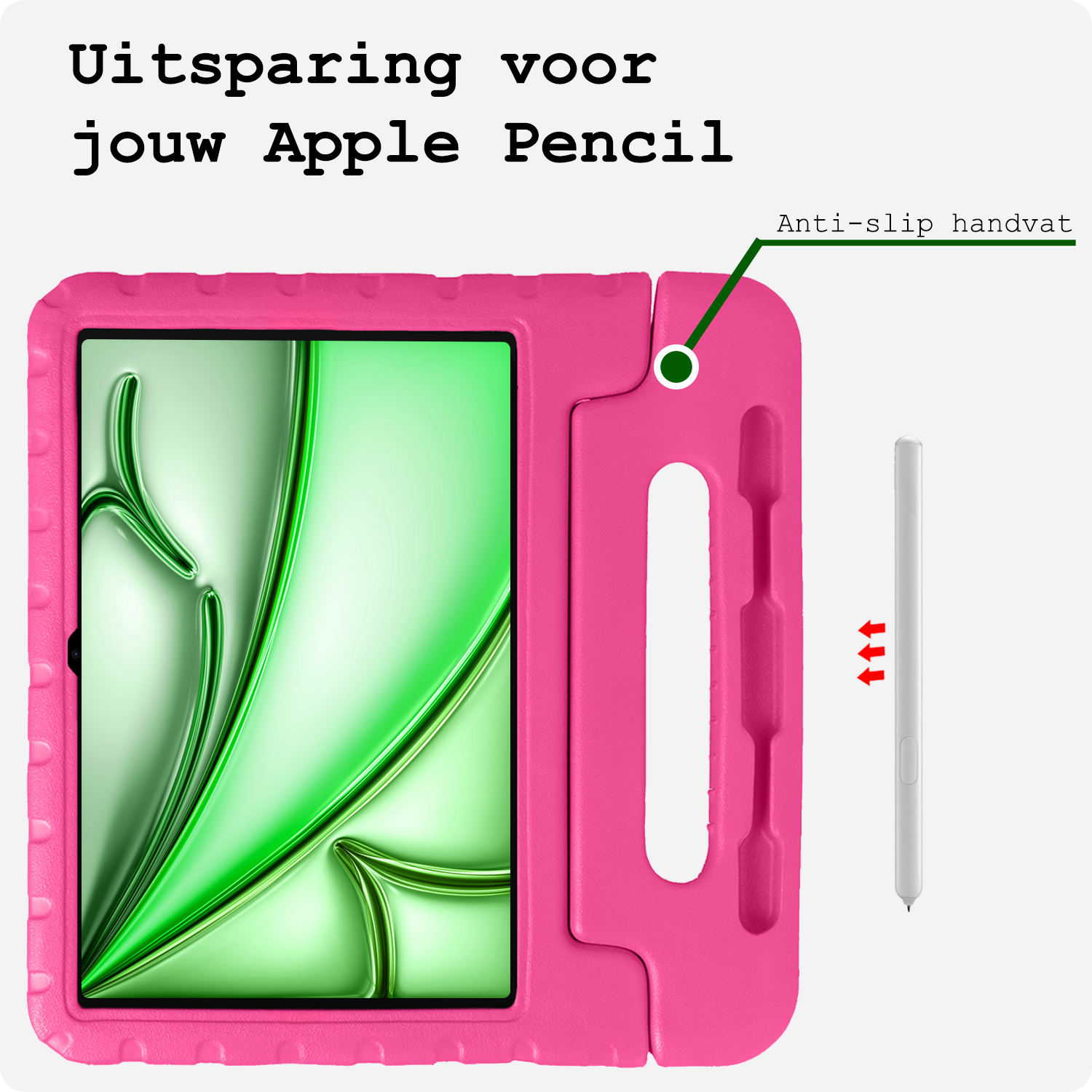 BASEY. Hoesje Geschikt voor iPad Air 6 (11 inch) Hoesje Kinder Hoes Shockproof Kinderhoes - Kindvriendelijk Hoesje Geschikt voor iPad Air 2024 (11 inch) Hoes Kids Case - Roze