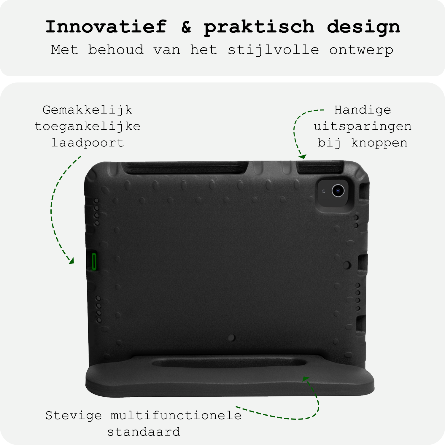 BASEY. Hoesje Geschikt voor iPad Air 6 (11 inch) Hoesje Kinder Hoes Shockproof Kinderhoes - Kindvriendelijk Hoesje Geschikt voor iPad Air 2024 (11 inch) Hoes Kids Case - Zwart