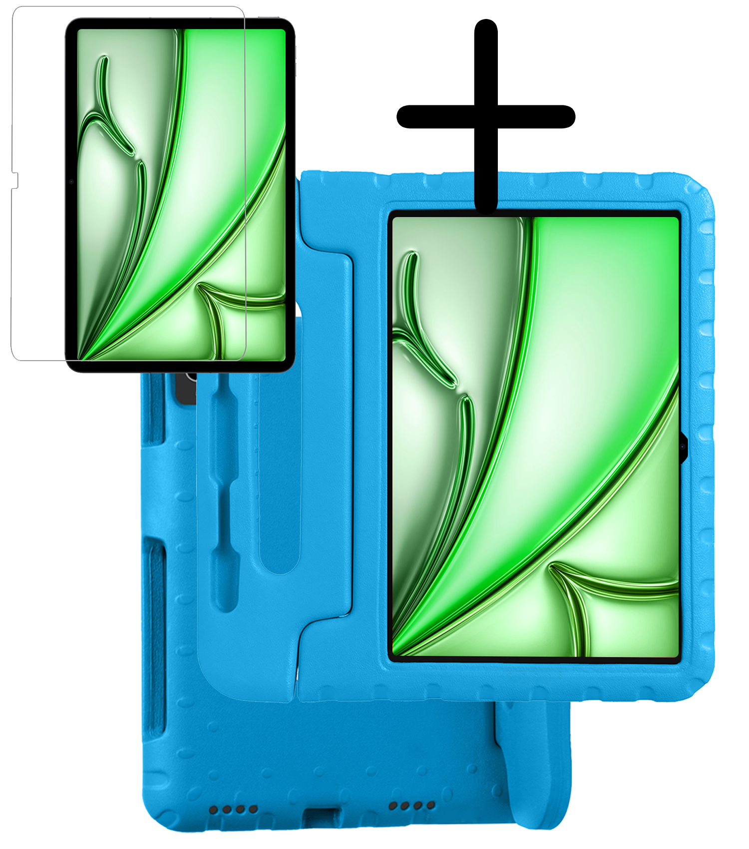 BASEY. Hoesje Geschikt voor iPad Air 6 (11 inch) Hoesje Kinder Hoes Shockproof Kinderhoes Met Screenprotector - Kindvriendelijk Hoesje Geschikt voor iPad Air 2024 (11 inch) Hoes Kids Case - Blauw