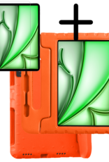 BASEY. Hoesje Geschikt voor iPad Air 6 (11 inch) Hoesje Kinder Hoes Shockproof Kinderhoes Met Screenprotector - Kindvriendelijk Hoesje Geschikt voor iPad Air 2024 (11 inch) Hoes Kids Case - Oranje