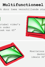 BASEY. Hoesje Geschikt voor iPad Air 6 (11 inch) Hoesje Kinder Hoes Shockproof Kinderhoes Met Screenprotector - Kindvriendelijk Hoesje Geschikt voor iPad Air 2024 (11 inch) Hoes Kids Case - Rood