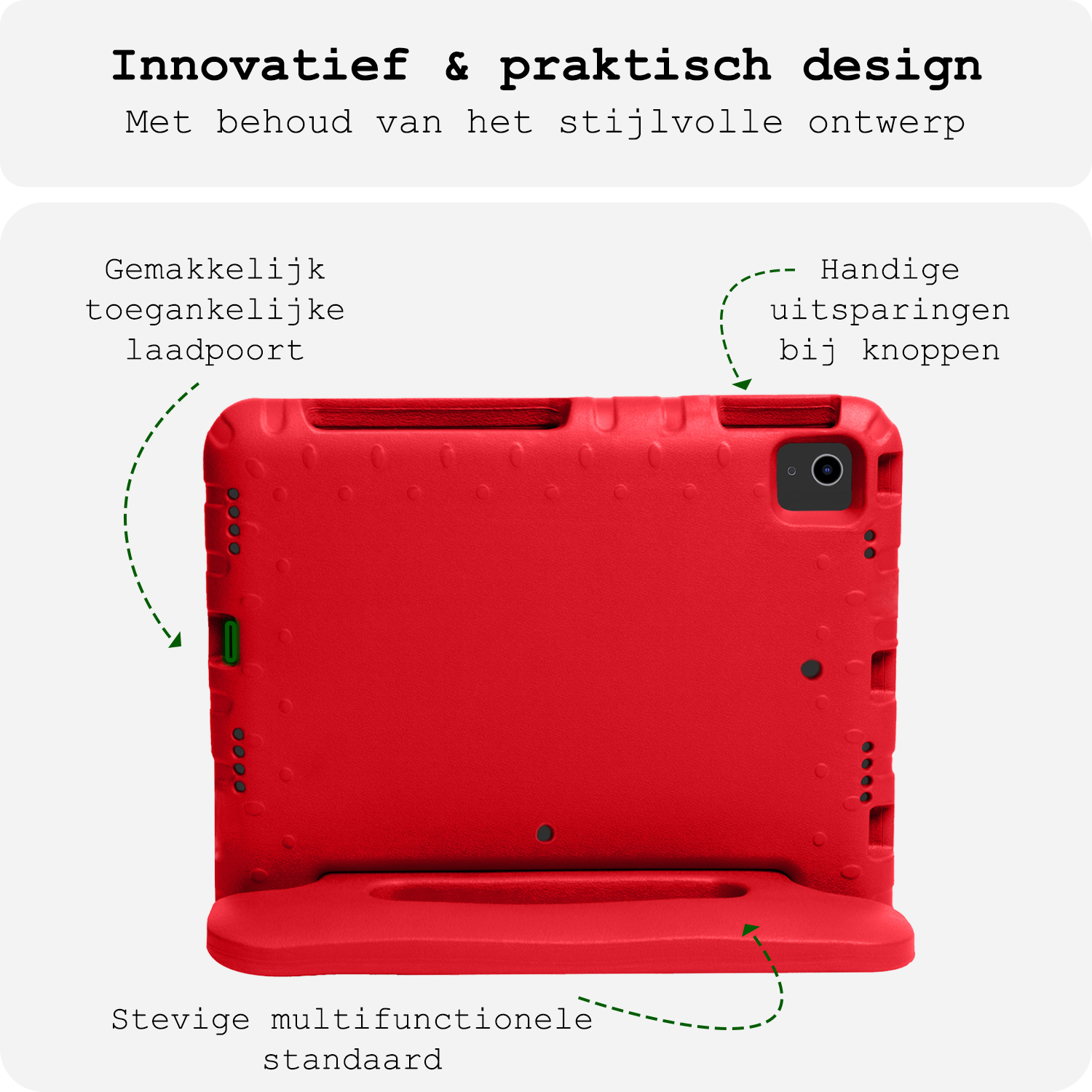 BASEY. Hoesje Geschikt voor iPad Air 6 (11 inch) Hoesje Kinder Hoes Shockproof Kinderhoes Met Screenprotector - Kindvriendelijk Hoesje Geschikt voor iPad Air 2024 (11 inch) Hoes Kids Case - Rood