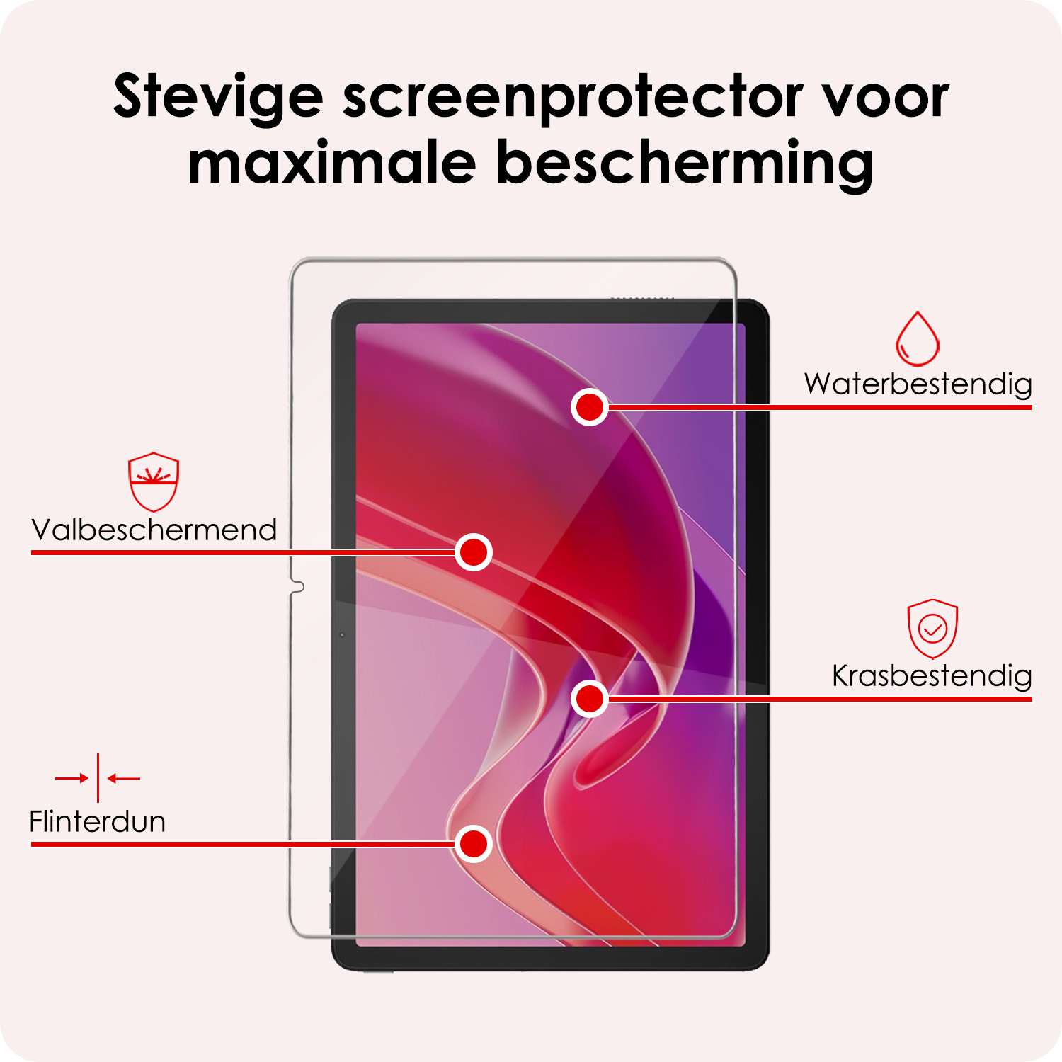 NoXx Hoesje Geschikt voor Lenovo Tab M11 Hoesje Case Hard Cover Hoes Book Case Met Screenprotector - Rosé goud