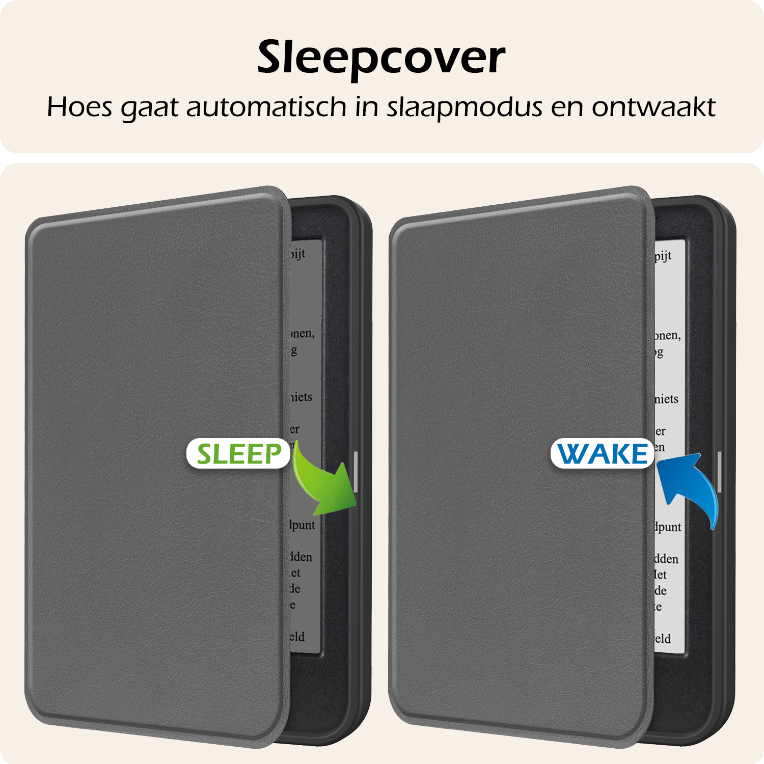 Nomfy Hoesje Geschikt voor Kobo Clara BW Hoes Book Case - Hoes Geschikt voor Kobo Clara BW Hoesje Book Cover - Grijs