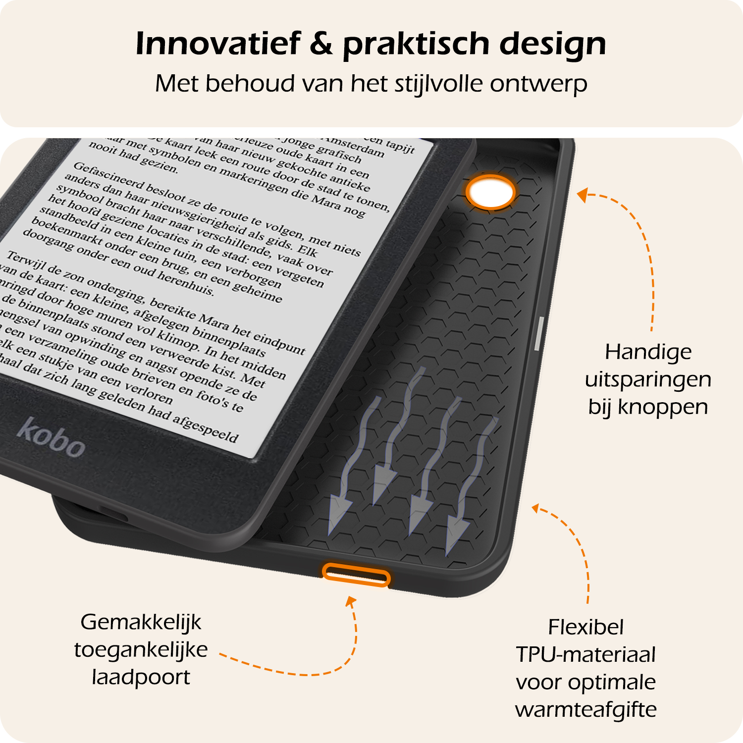 Nomfy Hoesje Geschikt voor Kobo Clara BW Hoes Book Case - Hoes Geschikt voor Kobo Clara BW Hoesje Book Cover - Grijs