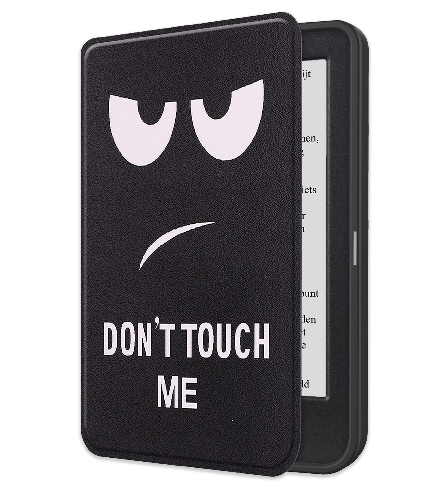 NoXx Hoes Geschikt voor Kobo Clara BW Hoesje Bookcase Cover Book Case Hoes Sleepcover - Don't Touch Me