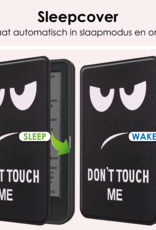 NoXx Hoes Geschikt voor Kobo Clara BW Hoesje Bookcase Cover Book Case Hoes Sleepcover - Don't Touch Me