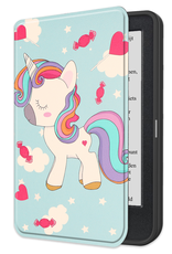 NoXx Hoes Geschikt voor Kobo Clara BW Hoesje Bookcase Cover Book Case Hoes Sleepcover - Eenhoorn