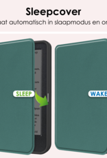 NoXx Hoes Geschikt voor Kobo Clara BW Hoesje Bookcase Cover Book Case Hoes Sleepcover - Donkergroen