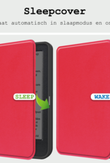 BASEY. Hoes Geschikt voor Kobo Clara BW Hoesje Bookcase Cover Hoes - Hoesje Geschikt voor Kobo Clara BW Hoes Cover Case - Rood