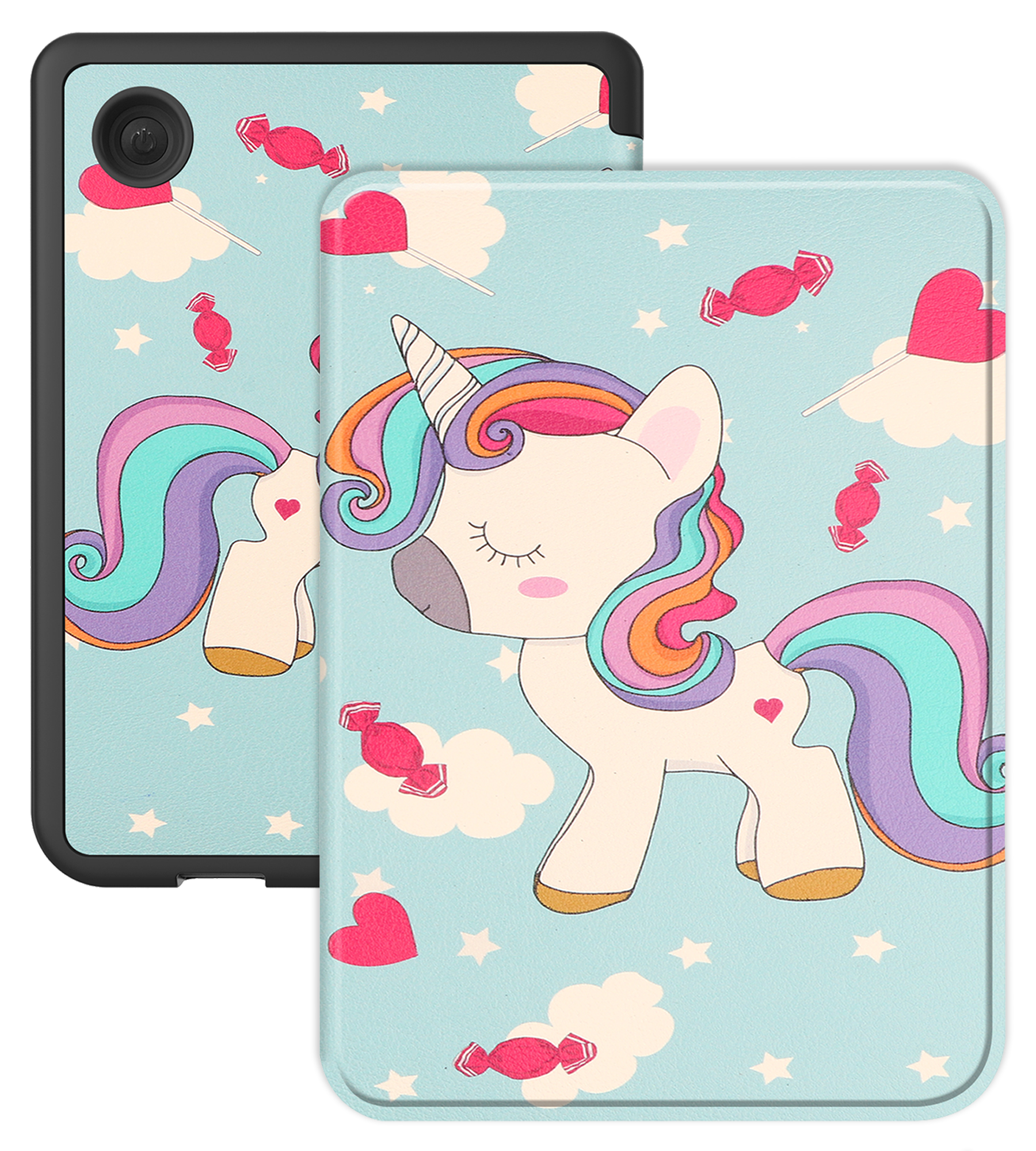 BASEY. Hoes Geschikt voor Kobo Clara Colour Hoesje Bookcase Cover Hoes - Hoesje Geschikt voor Kobo Clara Colour Hoes Cover Case - Eenhoorn