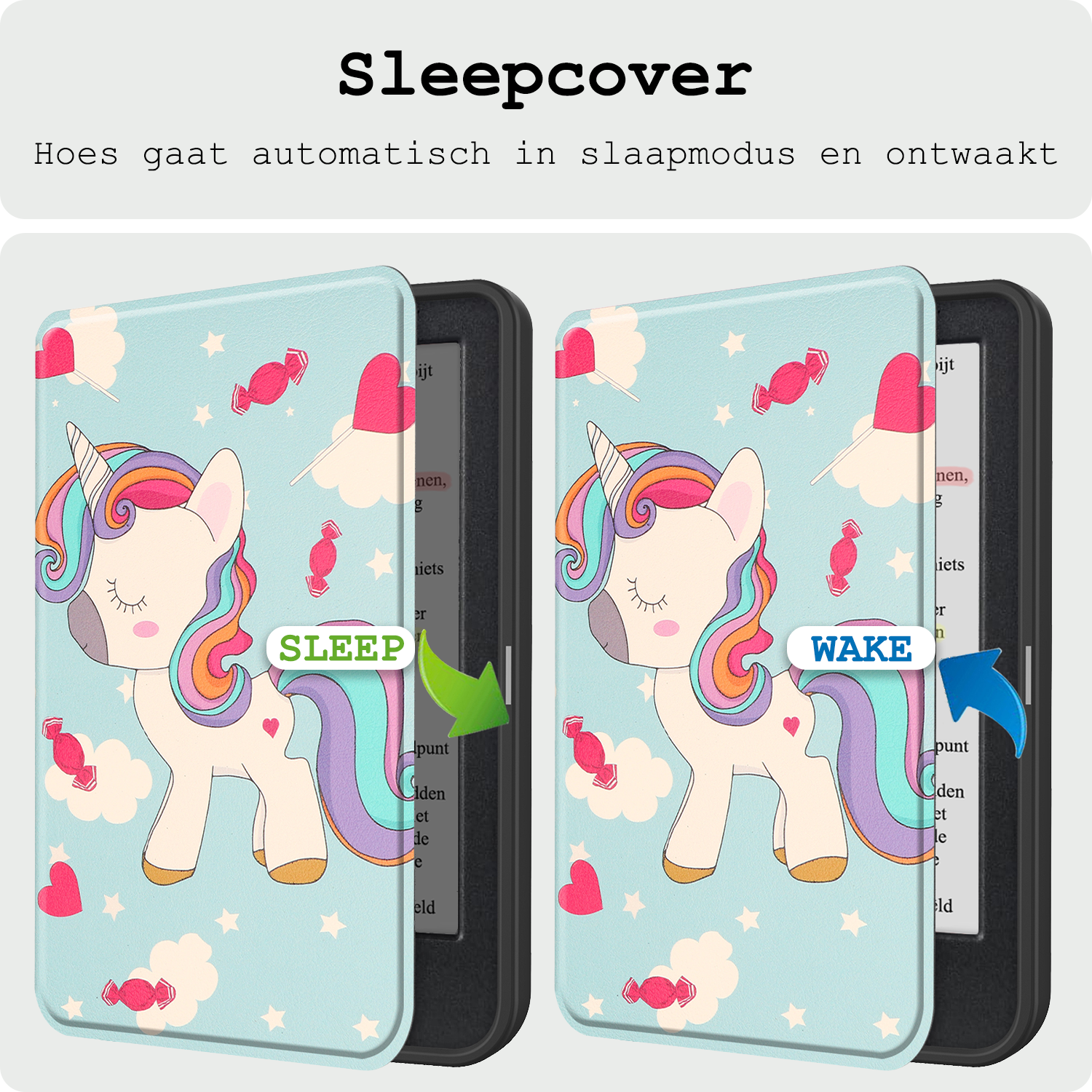 BASEY. Hoes Geschikt voor Kobo Clara Colour Hoesje Bookcase Cover Hoes - Hoesje Geschikt voor Kobo Clara Colour Hoes Cover Case - Eenhoorn
