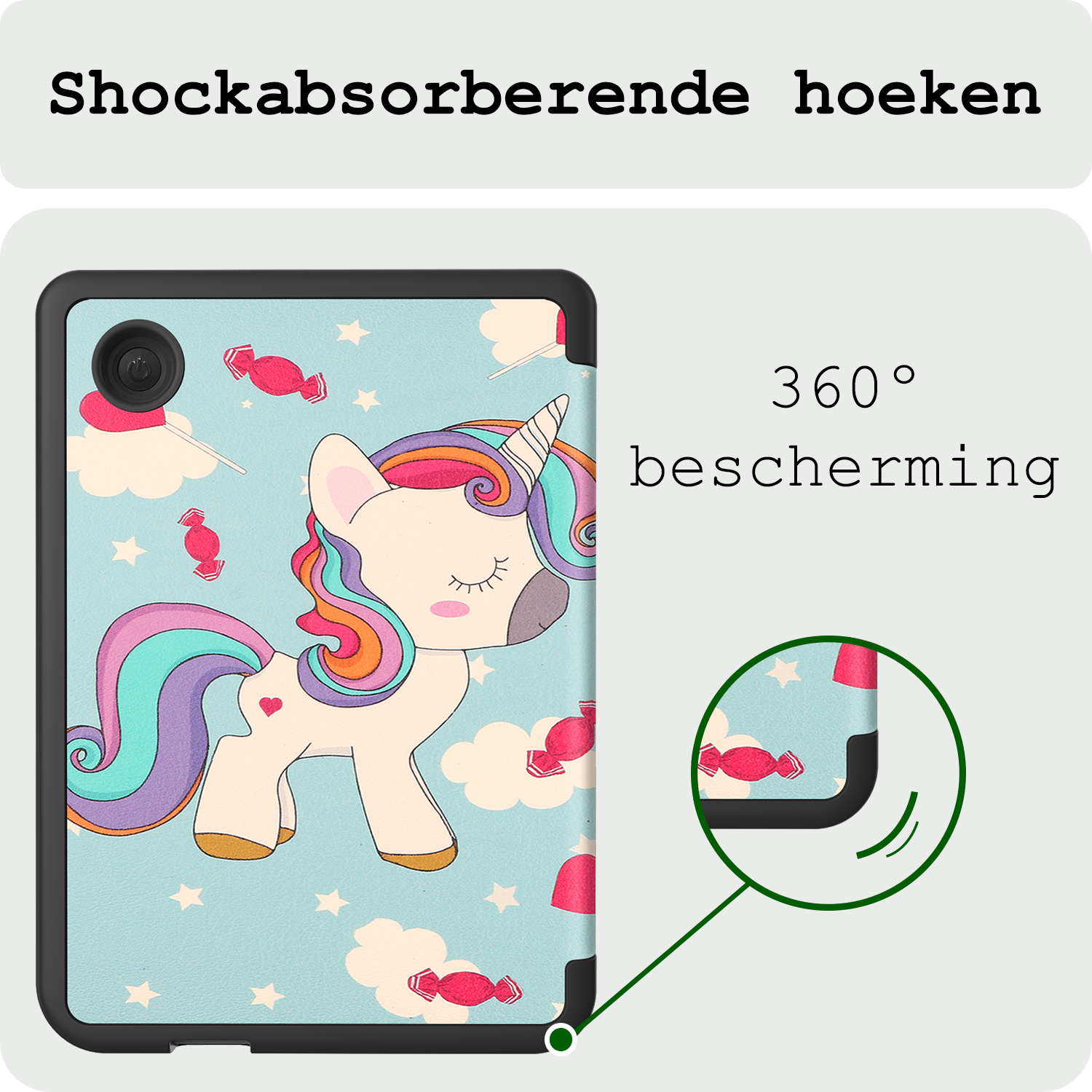 BASEY. Hoes Geschikt voor Kobo Clara Colour Hoesje Bookcase Cover Hoes - Hoesje Geschikt voor Kobo Clara Colour Hoes Cover Case - Eenhoorn