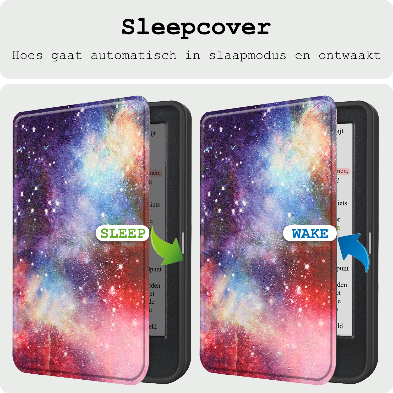 BASEY. Hoes Geschikt voor Kobo Clara Colour Hoesje Bookcase Cover Hoes - Hoesje Geschikt voor Kobo Clara Colour Hoes Cover Case - Galaxy