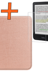 Nomfy Hoesje Geschikt voor Kobo Clara Colour Hoes Book Case - Hoes Geschikt voor Kobo Clara Colour Hoesje Book Cover Met Screenprotector - Rosé Goud