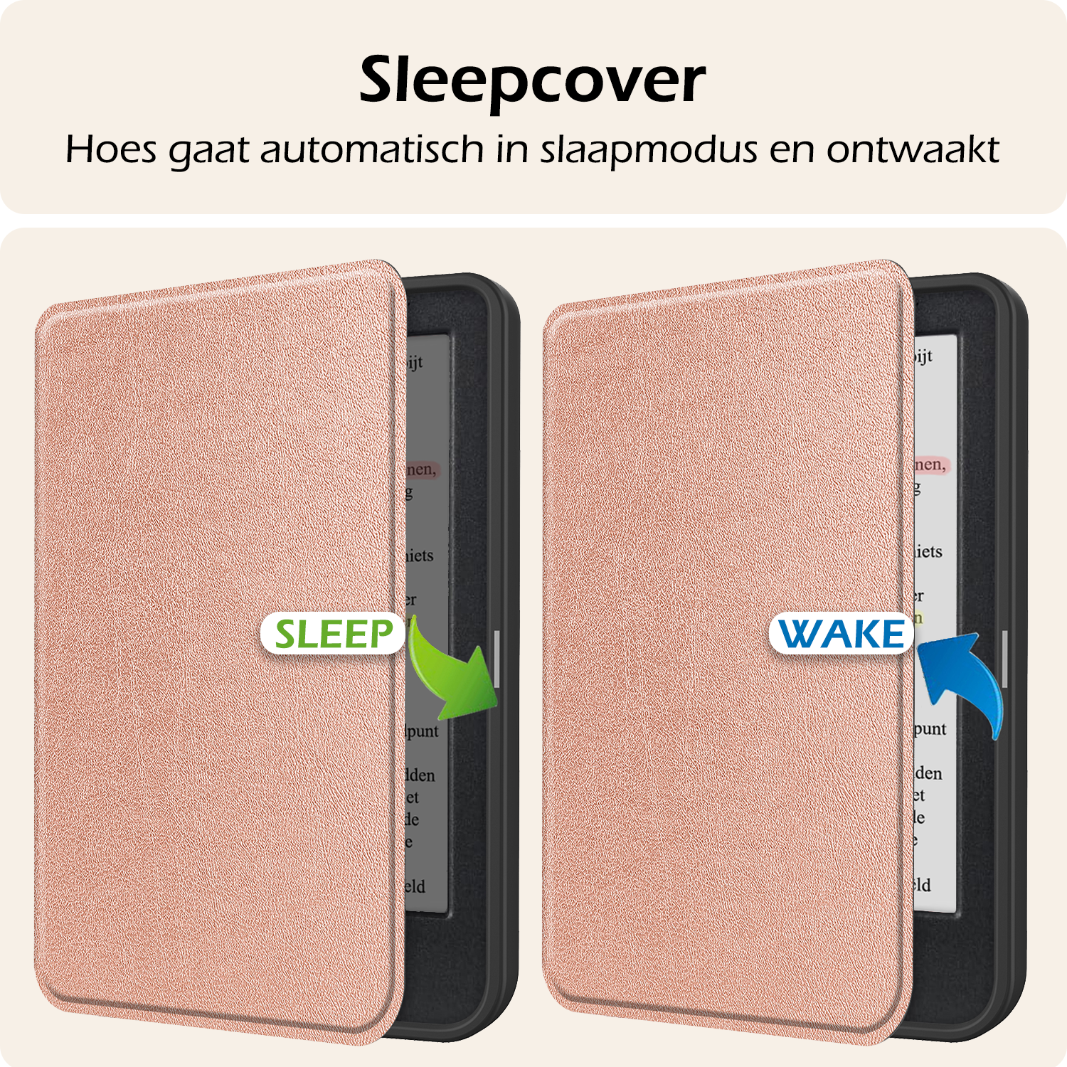 Nomfy Hoesje Geschikt voor Kobo Clara Colour Hoes Book Case - Hoes Geschikt voor Kobo Clara Colour Hoesje Book Cover Met Screenprotector - Rosé Goud