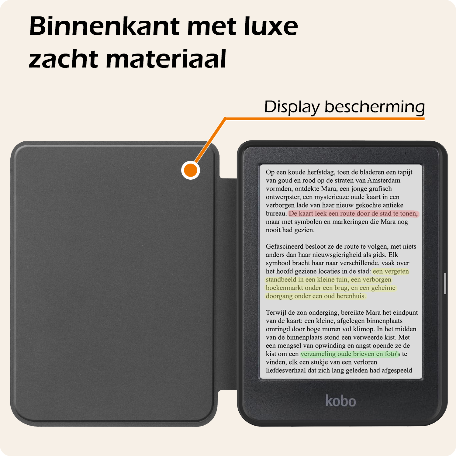 Nomfy Hoesje Geschikt voor Kobo Clara Colour Hoes Book Case - Hoes Geschikt voor Kobo Clara Colour Hoesje Book Cover Met Screenprotector - Rosé Goud