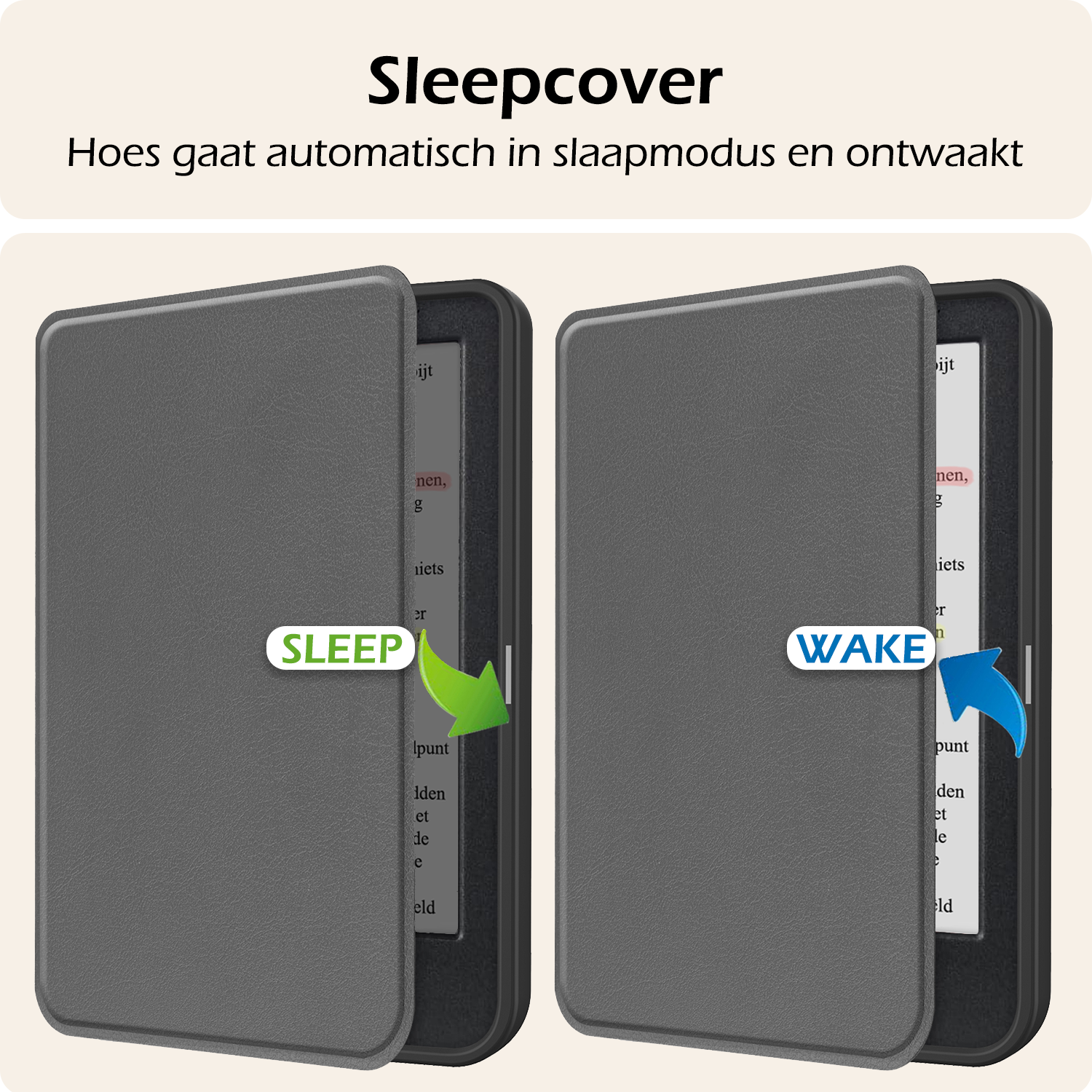 Nomfy Hoesje Geschikt voor Kobo Clara Colour Hoes Book Case - Hoes Geschikt voor Kobo Clara Colour Hoesje Book Cover Met Screenprotector - Grijs