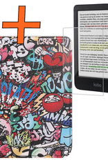 Nomfy Hoesje Geschikt voor Kobo Clara Colour Hoes Book Case - Hoes Geschikt voor Kobo Clara Colour Hoesje Book Cover Met Screenprotector - Graffity