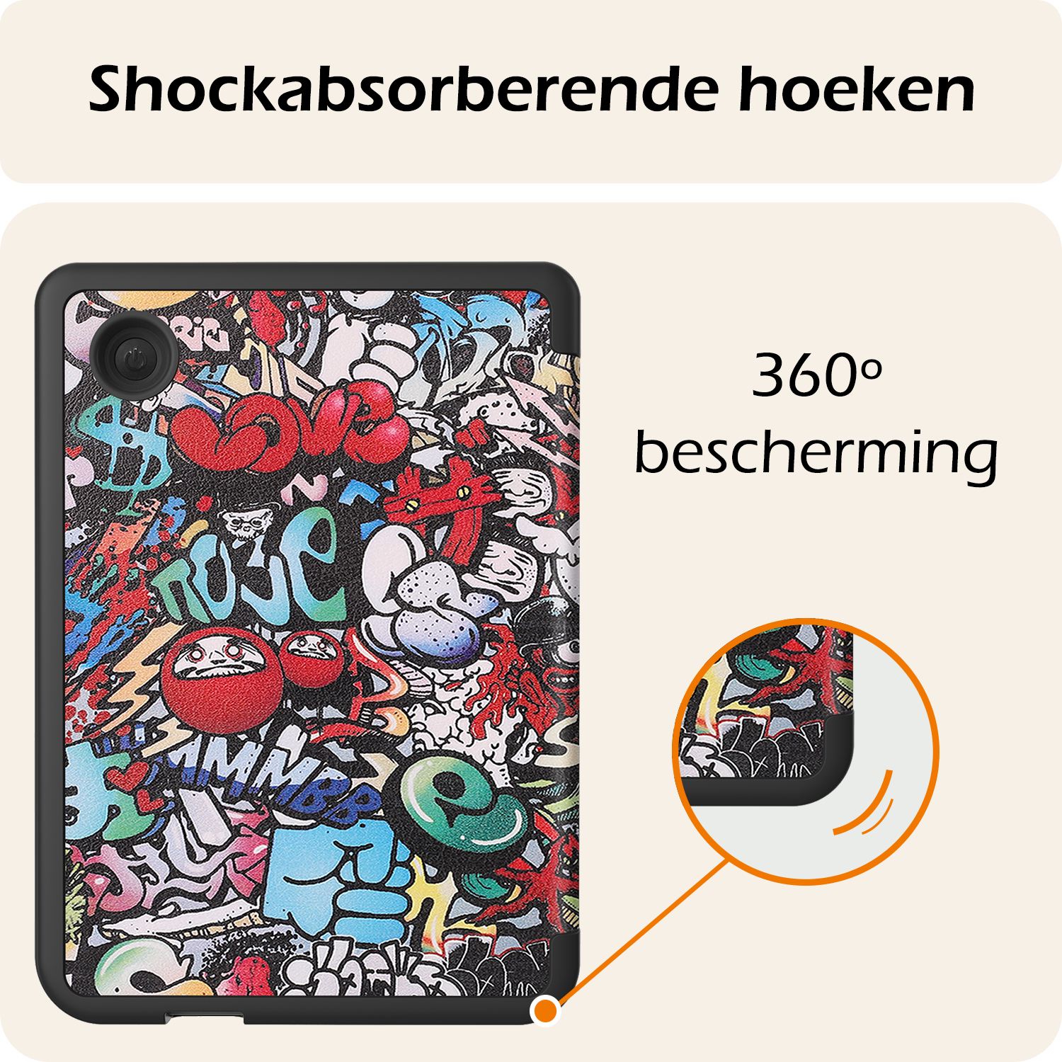 Nomfy Hoesje Geschikt voor Kobo Clara Colour Hoes Book Case - Hoes Geschikt voor Kobo Clara Colour Hoesje Book Cover Met Screenprotector - Graffity