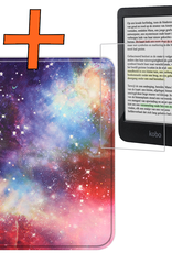 Nomfy Hoesje Geschikt voor Kobo Clara Colour Hoes Book Case - Hoes Geschikt voor Kobo Clara Colour Hoesje Book Cover Met Screenprotector - Galaxy