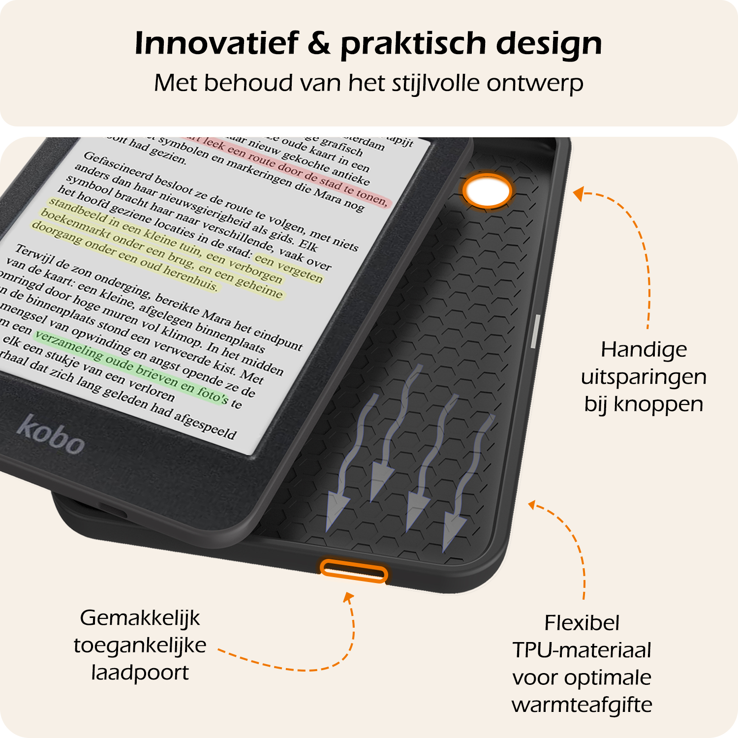 Nomfy Hoesje Geschikt voor Kobo Clara Colour Hoes Book Case - Hoes Geschikt voor Kobo Clara Colour Hoesje Book Cover Met Screenprotector - Eenhoorn