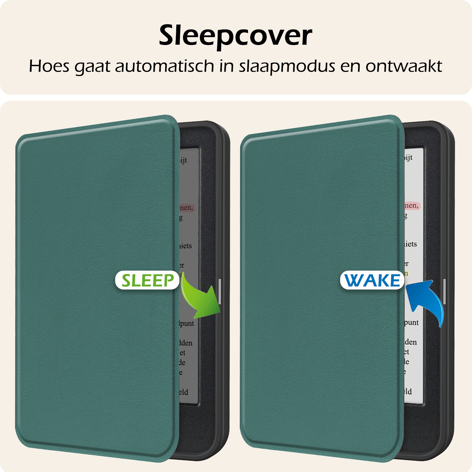 Nomfy Hoesje Geschikt voor Kobo Clara Colour Hoes Book Case - Hoes Geschikt voor Kobo Clara Colour Hoesje Book Cover Met Screenprotector - Donkergroen