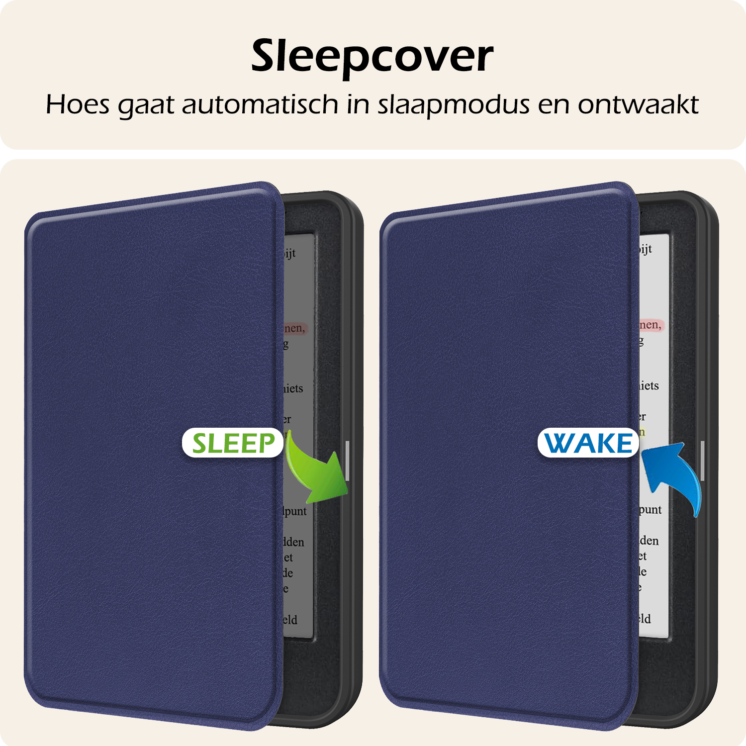 Nomfy Hoesje Geschikt voor Kobo Clara Colour Hoes Book Case - Hoes Geschikt voor Kobo Clara Colour Hoesje Book Cover Met Screenprotector - Donkerblauw