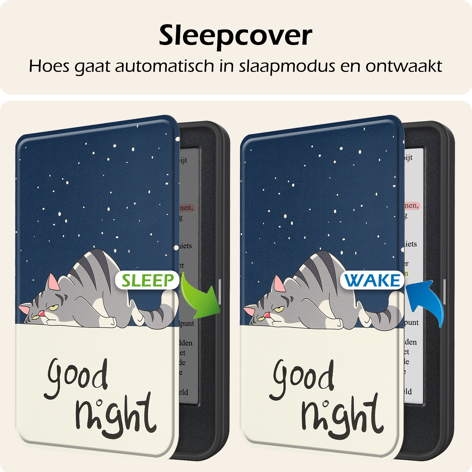Nomfy Hoesje Geschikt voor Kobo Clara Colour Hoes Book Case - Hoes Geschikt voor Kobo Clara Colour Hoesje Book Cover - Kat