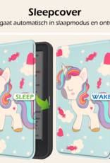 Nomfy Hoesje Geschikt voor Kobo Clara Colour Hoes Book Case - Hoes Geschikt voor Kobo Clara Colour Hoesje Book Cover - Eenhoorn