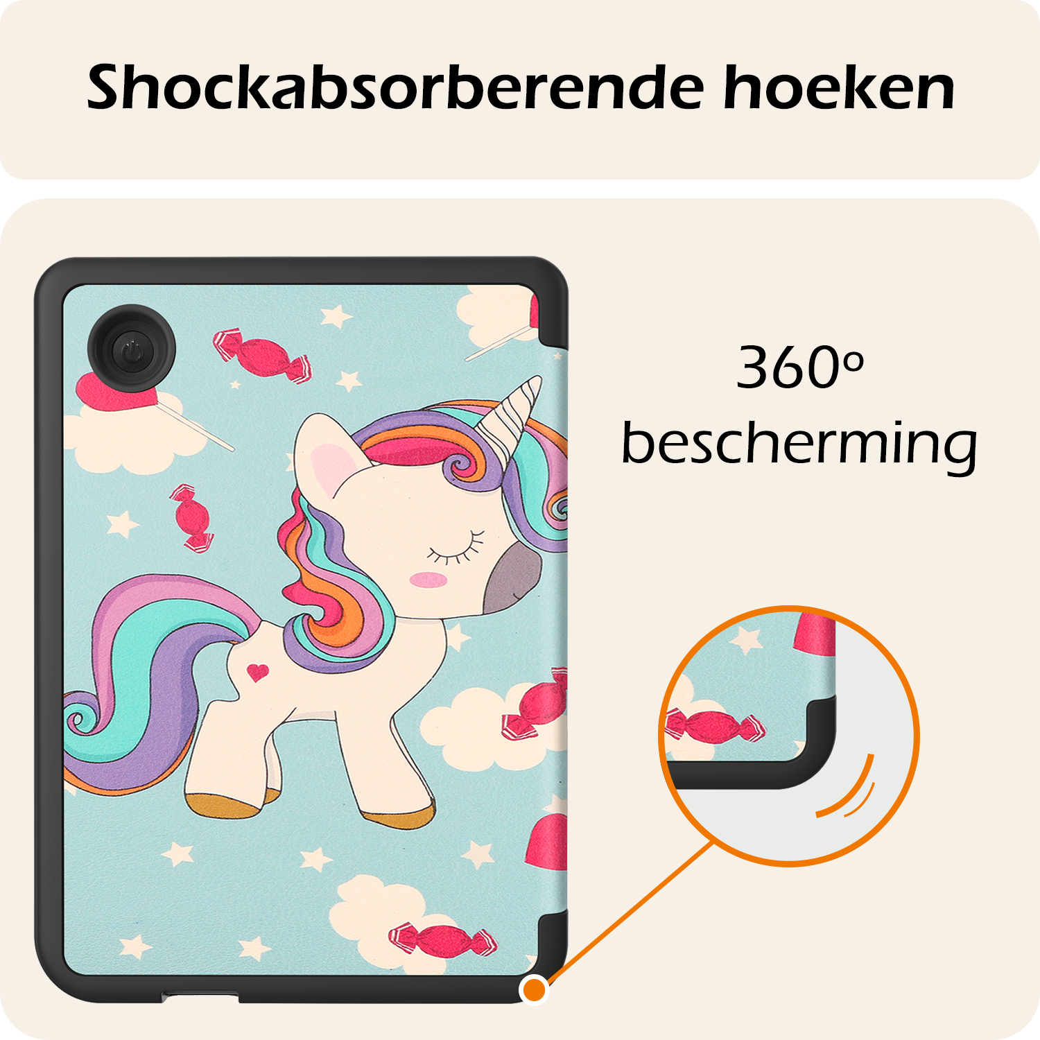 Nomfy Hoesje Geschikt voor Kobo Clara Colour Hoes Book Case - Hoes Geschikt voor Kobo Clara Colour Hoesje Book Cover - Eenhoorn
